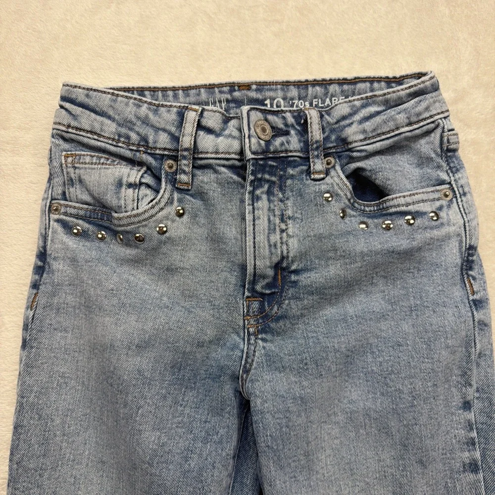 Gap Kids 70s Flare Jeans Girls 10‎ High Rise Light Wash Stretch Denim